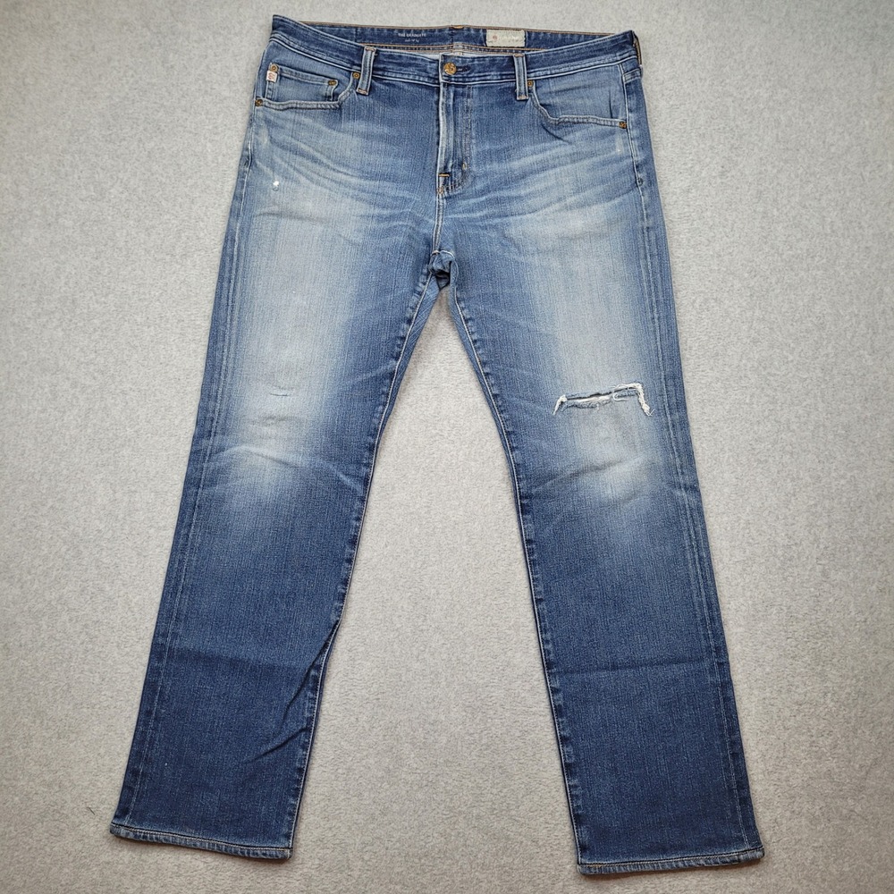 AG Adriano Goldschmied The Graduate Jeans Mens 36 Blue Distressed‎ Denim 360